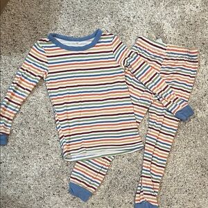 Mulberry Striped Kids Pajamas with Blue Accents